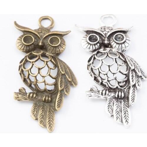 20pcs 45*21MM Antique tibetan silver color plated owl charms vintage bronze pendants for bracelet earring diy jewelry making