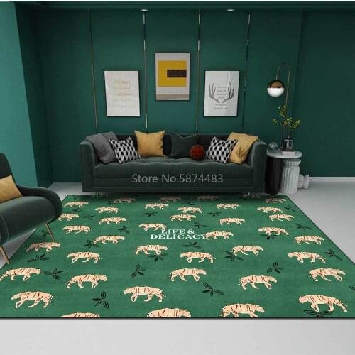 200*300cm Modern Minimalist Green Bottom Tiger Yellow Living Room Bedroom Bedside Carpet Floor Mat Customization