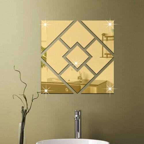 3D Acrylic Mirror Wall Stickers Removable DIY Art Wall Decor Stickers Living Room Mirrored Sticker Gold Home Decor