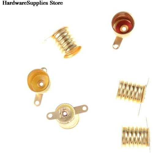 5PCS E10 Circuit Electrical Lamps Base Holder Bulbs Light Base Socket Test Home Experiment Gold color
