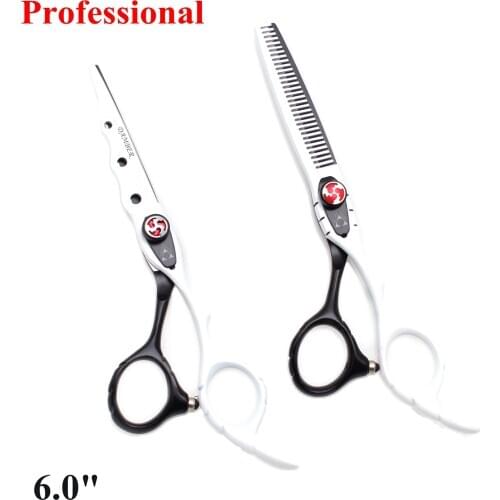 50Pcs 6.0 Hair Scissors Professional Hairdressing Cutting Barber Thinning Scissors 440C Japanese Steel Hair Cut Shears 1019