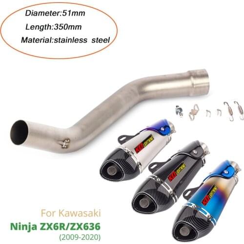 For Kawasaki Zx-6r Zx636 2009-2020 Middle Pipe Exhaust Muffler Tip Pipe Refit Motorcycle Original Silencer Tubes Set System
