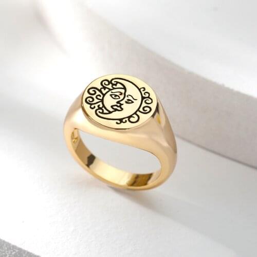Aesthetic Sun Moon Finger Rings For Women Vintage Stainless Steel Gold Couple Ring Punk Men Jewelry Gothic Accessories Anillos