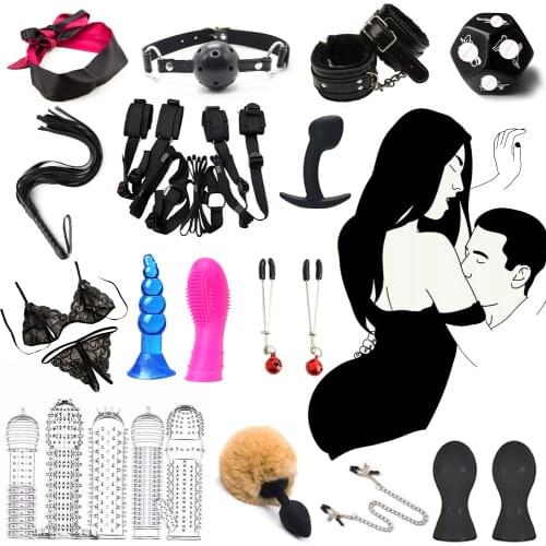 Adult G Spot Dildo Vibrator Anal Plug Bondage Set Sex Toys For Women Men Whip Handcuffs Bdsm Games Exotic Accessories Sex Shop