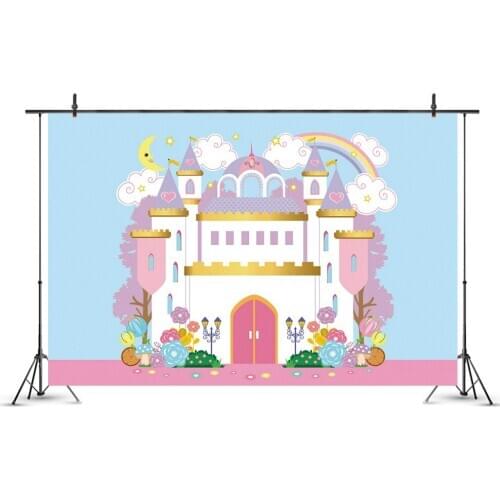 Cartoon Pink Castle Printing Photography Background Photo Booth Studio Decor