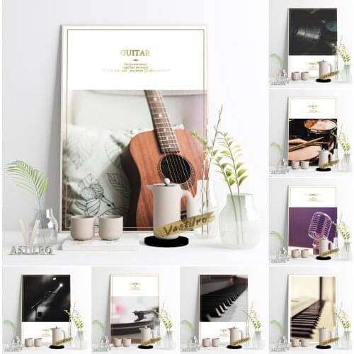 Photography Exhibition Poster Drum Kit Guitar Jukebox Piano Microphone Print Wall Picture Music Lovers Gift Studio Home Decor