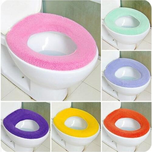 Hot Sale 1pcs Warm Soft Plush Toilet Seat Cover Bathroom Comfortable Toilet Seat Cover Cushion Washable Color Random