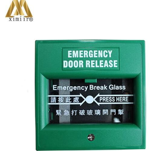 Hot Sale Access Control Emergency Button Glass Emergency Switch E20A Green Emergency Exit Release 10pcs