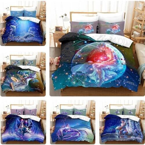 Twelve Constellations Comforter Cover Set Capricornus Pattern Printing 2/3pcs Bedding Set Include Duvet Cover and Pillowcase
