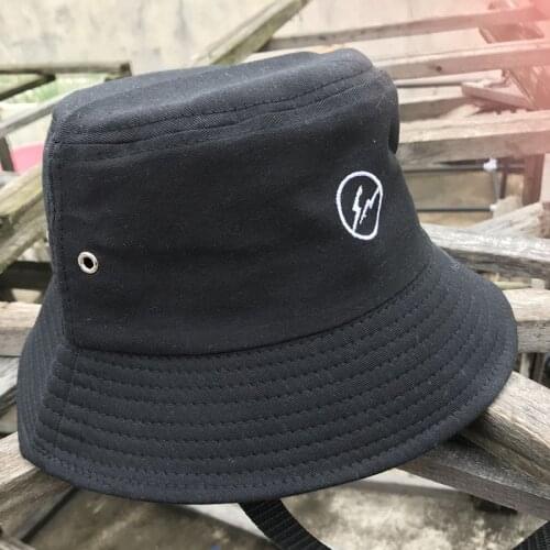 KPOP G-Dragon Lightning Embroidery Fisherman Hat Bucket Hats Peaceminusone Flat Hat Length Strip Hat FH547