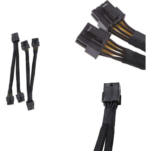 Hot GPU PCIe 8 Pin Female to Dual 2X 8 Pin (6+2) Male PCI Express Power Adapter Braided Y-Splitter Extension Cable,20cm