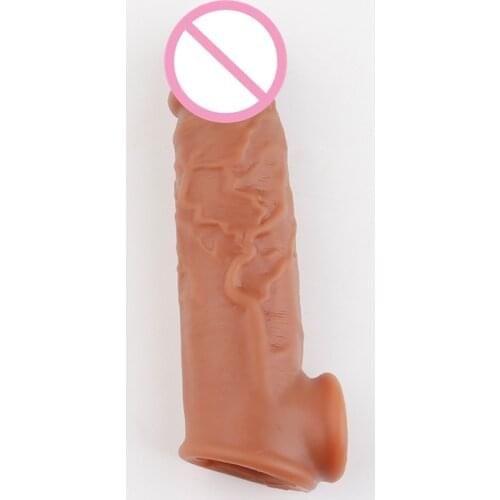 Soft Silicone Reusable Penis Sleeve Extender Male Cock Enlarge Condoms For Men Dildo Enhancer Delay Ejaculation With Box