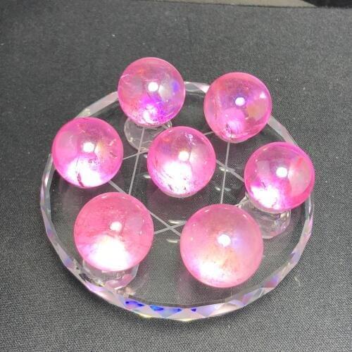 Natural Rose Quartz Seven Star Array Quartz Crystal Ball Wicca,Reiki meditation Crystal Decoration Chakra Healing Crystal Set