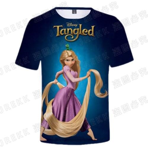 2021 New Summer Disney Anime Tangled Rapunzel Printed 3D T Shirt Men Women Children Cool Tee T-shirt Boy girl Kids Tops Clothing