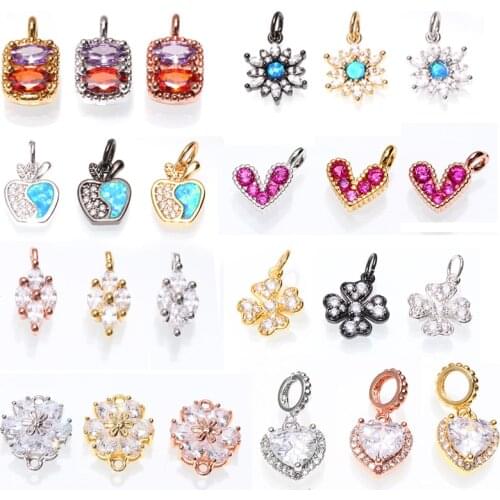 Charms Pendant for Jewelry Making DIY Earring & Bracelet 1pcs copper Inlaid zircon accessories big hole wholesale lots bulk