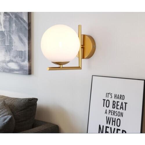 Nordic Golden Milk White Ball Wall Lamp AC 220V Bedroom Bedside Aisle Balcony Wall Decoration Creative LED Ball Wall Light