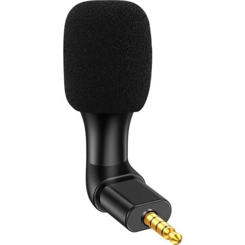 Smartphone Video Mini Microphone Cardioid Condenser Studio Mic Type-C/3.5mm TRRS Plug Active Noise Reduction Foam Windshield