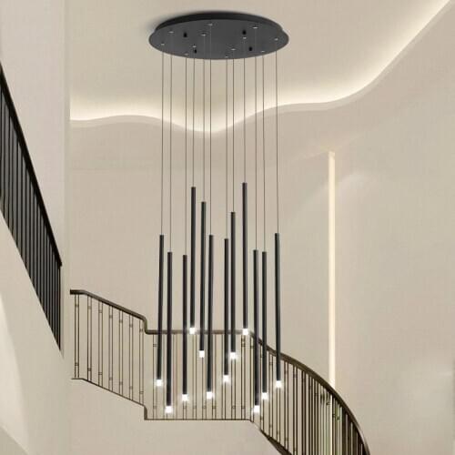 Modern minimalist stair chandelier ceiling Nordic villa chandelier lighting gold / black / led chandelier for cafe restaurant