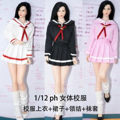 IN STOCK 1:12 School Uniforms Shirt Skirt Clothes Suit Fit 6''TBL Ph Female Body