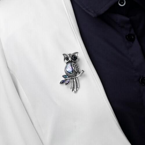 Vintage Owl Shell Enamel Pin Brooch Wedding Bouquets Animal Shirt Collar Brooch