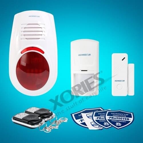HOMSECUR 120dB Waterproof Strobe Siren With Backup Battery as Home Alarm System Optional Sets