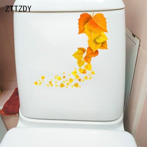 ZTTZDY 21.2×22.8CM Creative Leaf Art Modern Decoraiton WC Toilet Accessories Home Wall Stickers T6-0259