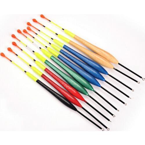 10pcs/set Fishing Float Wood Buoyage Marine Floats Flotteur Peche Coup Fishing Tackle Pesca Acessories Long Tail 10 Style