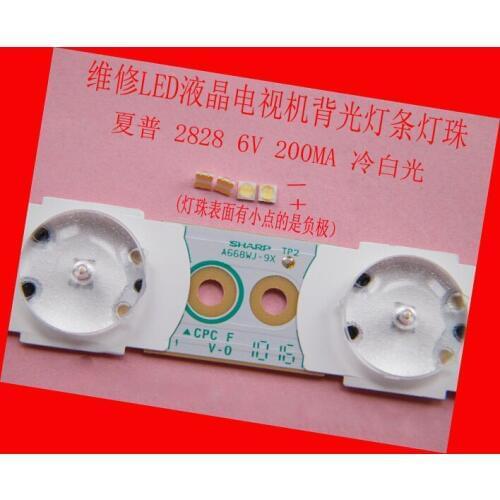 200piece/lot FOR repair Sharp LED LCD TV backlight Article lamp SMD LEDs 6V 2828 Cold white light emitting diode
