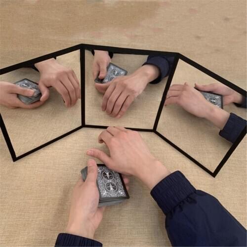 2020 New Three-sided Mirror Magic Toy Magic Poker Practice Close Up Street MagicTrick