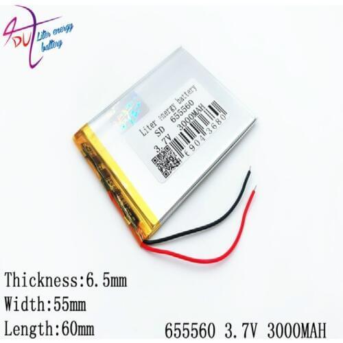 3.7V 3000mAH 655560 polymer lithium ion / Li-ion battery for GPS,mp3,mp4,mp5,dvd,bluetooth,model toy mobile bluetooth