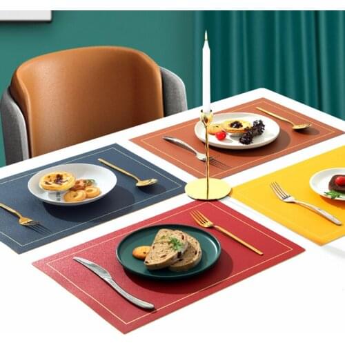 43x30CM Nordic PU Leather Western Placemat Rectangular Heat Insulation Pad Waterproof Table Mat Double Side Plate Mat