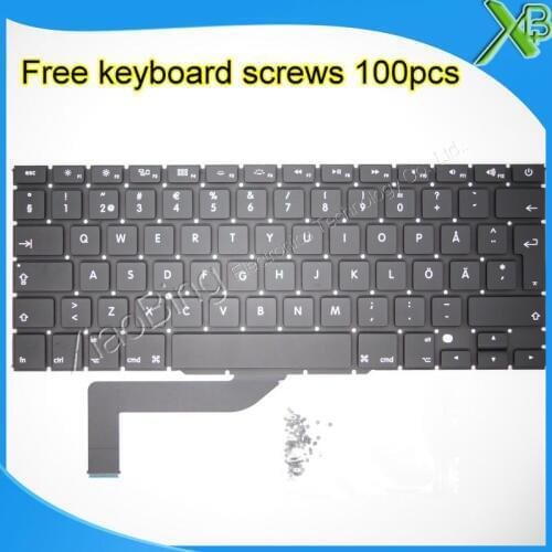 5PCS---Brand New For MacBook Pro Retina 15.4" A1398 SE Swedish Sweden keyboard+100pcs keyboard screws 2013-2015 Years