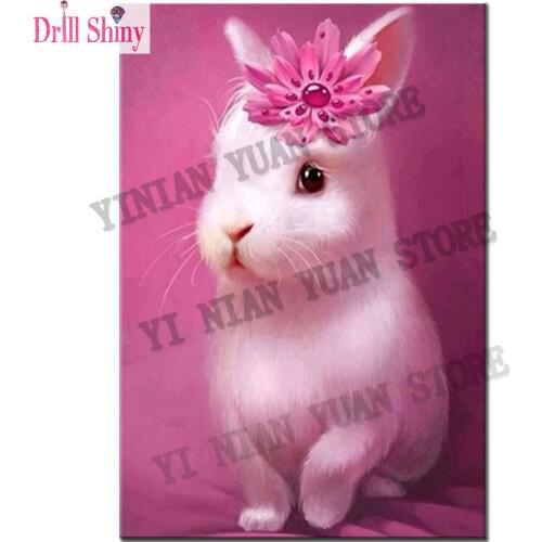 5d diy Diamond Painting Cross Stitch Diamond Embroidery White Rabbit Diamond Mosaic Animal Home Decor Christmas Gifts For Kids