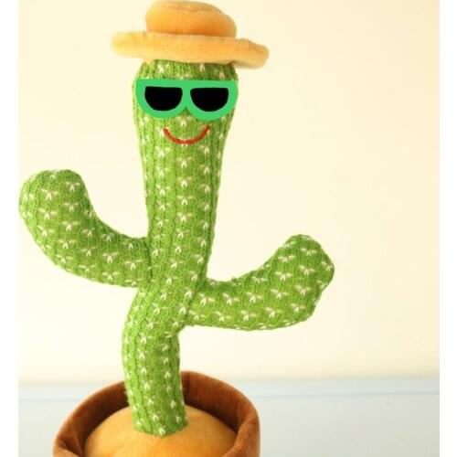 C5AA Dancing Cactus Electronic Cactus Toy, Electronic Vibration Dancing Cactus, Singing And Swinging Straw Hat Potted Plant, Toy