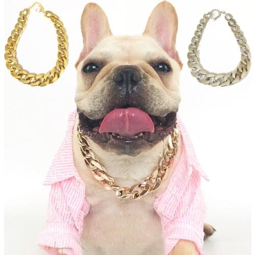 Small Dog Snack Chain Teddy French Bulldog Necklace Silvery/Golden Pet Accessories Dogs Collar Accessories