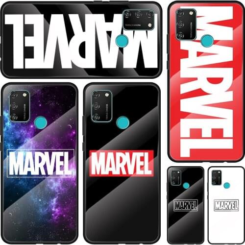 Marvel Logo Tempered Glass Cover For Honor 30 20 10 9X 8X Lite Pro Plus Silicone Phone Case Coque Shell