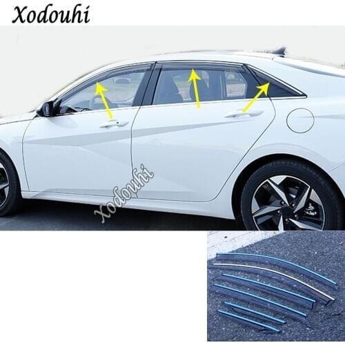 For Hyundai Elantra Avante 2021 2022 Car Body Styling Cover Plastic Window Glass Wind Visor Rain/Sun Guard Vent Frame Parts 6pcs