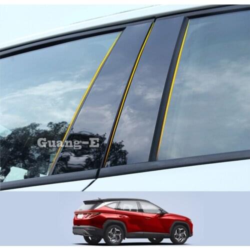 For Hyundai Tucson NX4 2020 2021-2022 Car PC Material Pillar Post Cover Door Trim Window Piano Black Molding Sticker Plate Parts