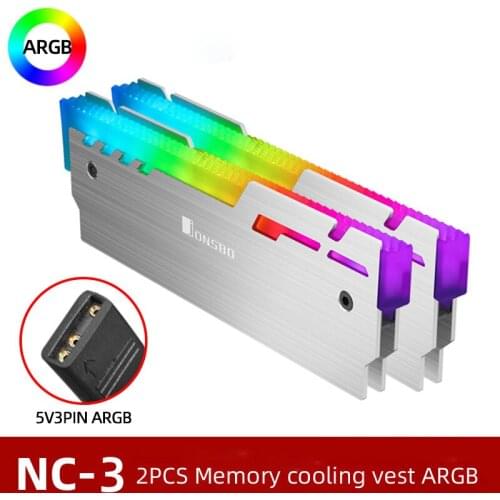 Jonsbo Nc-3 2Pcs Memory Ram Heatsink Cooler Support Desktop Motherboard Aura Control Color 5V ARGB Aluminum Alloy Cooler Shell