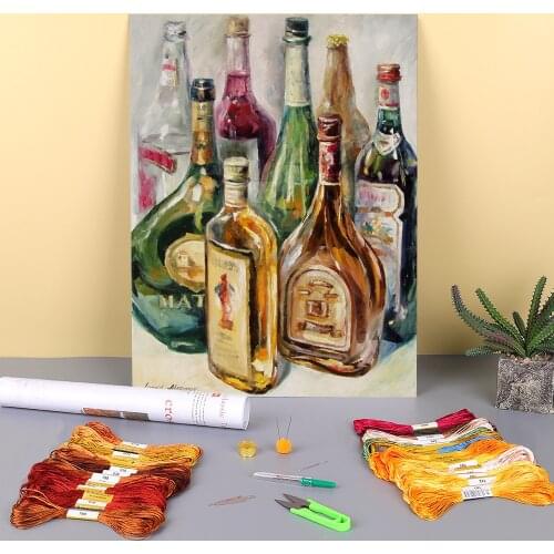 Oil Style Printed Canvas 11CT Cross-Stitch Complete Kit DIY Embroidery DMC Threads Needlework Handiwork Hobby Adults