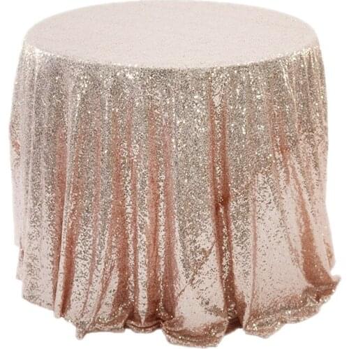 Round Embroidered Rose Gold Sequin Table Cloth for Hotel Wedding Banquet Scene Birthday Party Home Decor