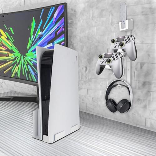 Multifunctional Game Controller Storage Bracket Gamepad Holder Headset Wall Mounted Hanger For PS5/PS4/xBox/Switch Black White