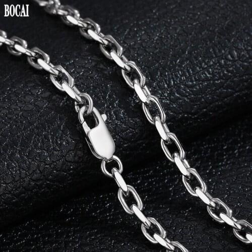 BOCAI Real Pure s925 Silver Jewelry 4.5MM Cross Chain Fashion Domineering 2021 Trendy Thick Style Mans Necklace