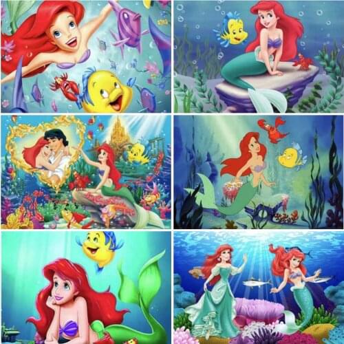 Full Drill Square Diamond Embroidery Disney Ariel The Little Mermaid Cross Stitch Diamond Painting Needlework For Home Decor