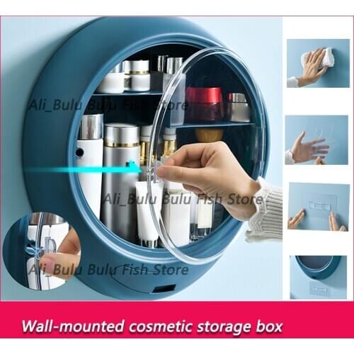 Wall Hanging Makeup Storage Box Drawer-type Bathroom Makeup Organizer ABS Plastic Transparent Dustproof Cosmetics Box