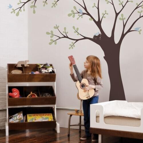 Birds And Big Tree Wall Stickers Decor Baby Kids Room Wall Decals Customized Colors Perfect Quality Wallpaper 3d Poster A417C