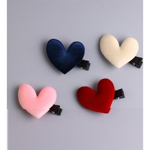 2017 New 20pcs/Lot Hairpins Velvet Heart Hair Pins Accessories Claw Handmade for Girl kids women Children Hair Clips Clip