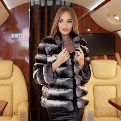 Natural Women Rex Rabbit Fur Coat Stand Collar 2021 Winter New Woman Casual Genuine Rex Rabbit Fur Jacket Female Trendy Outwear