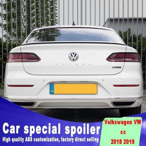 New design and high quality 2018 2019 for Volkswagen CC rear trunk wings spoiler by primer paint black white color CC spoilers