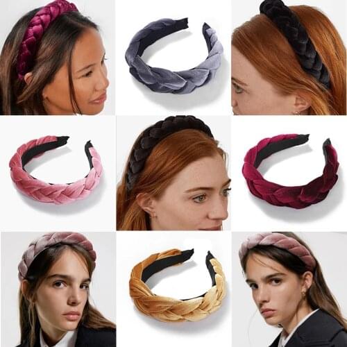 Ободки для волос 2021 Velvet Twist Braid Hairband Bezel ободок для волос Wide Headbands For Girls Women Hair Accessories